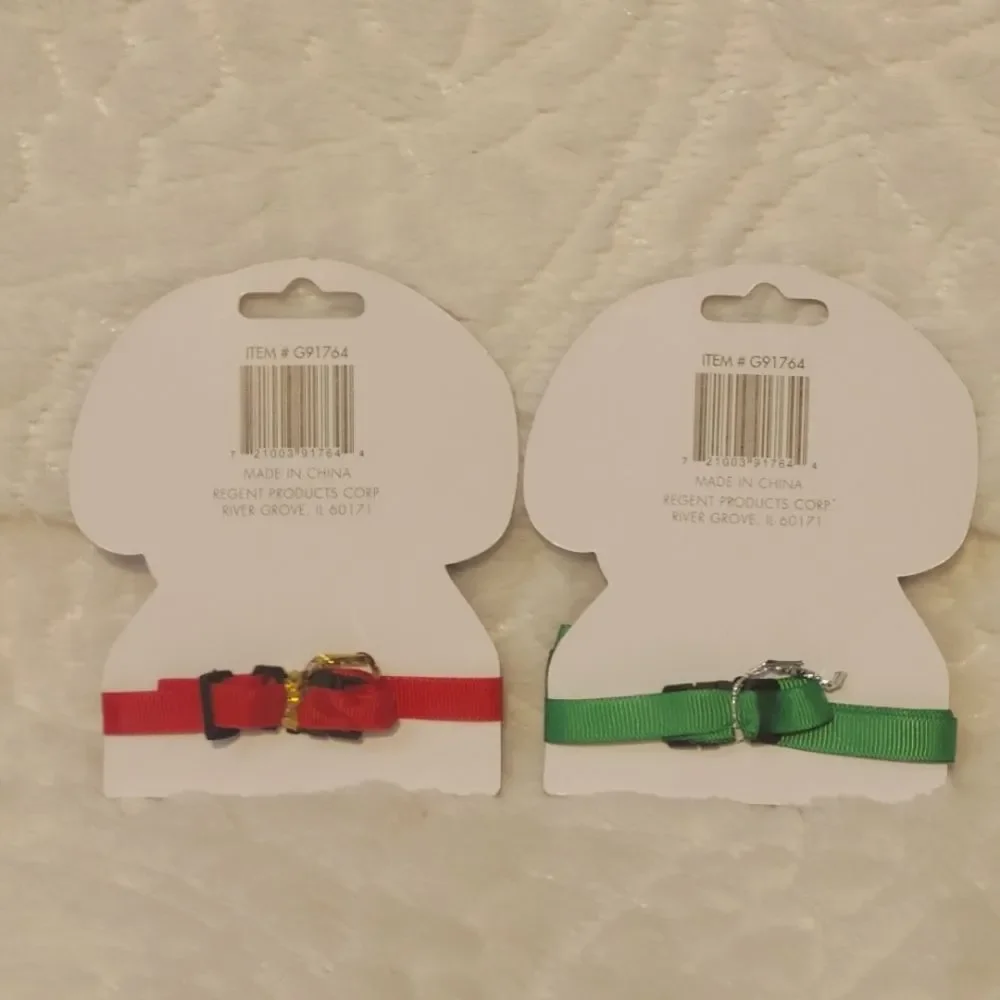 Christmas Pet Bow Ties Set of 2 Red Green Holiday Motif Small Dog or Cat New